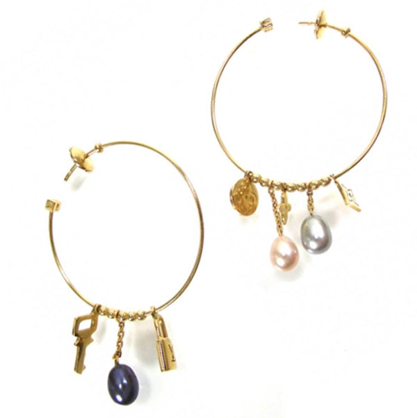 Louis Vuitton LV Eclipse Pearls Earrings, Gold, One Size