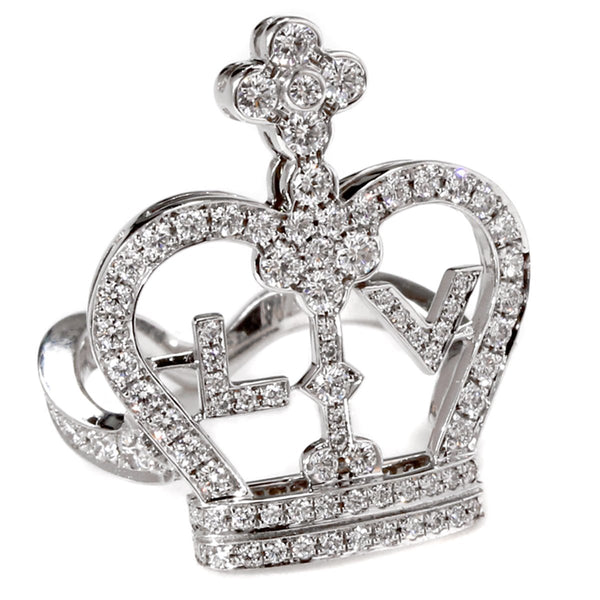 Auth Louis Vuitton Ring Diamond Empreinte Wedding Band EU52 18K 750 White  Gold