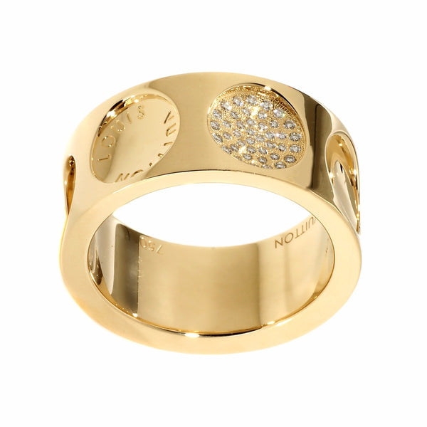 Louis Vuitton Monogram Yellow Gold Cocktail Band Ring For Sale at