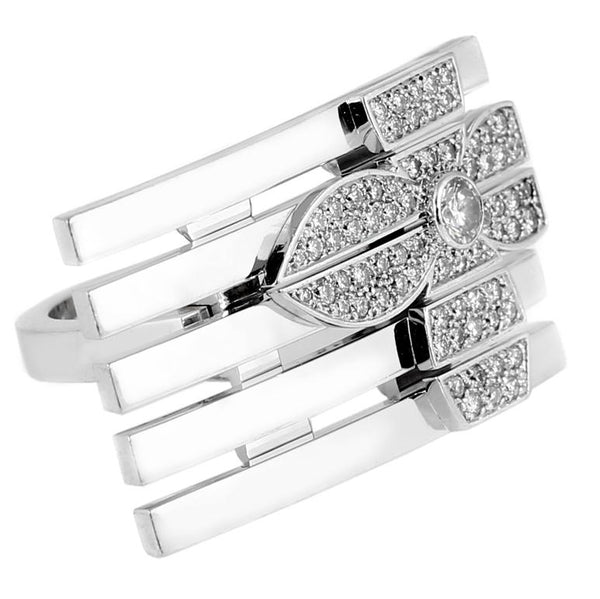 Louis Vuitton White Gold Empreinte Band Ring, Size 6, Contemporary Jewelry