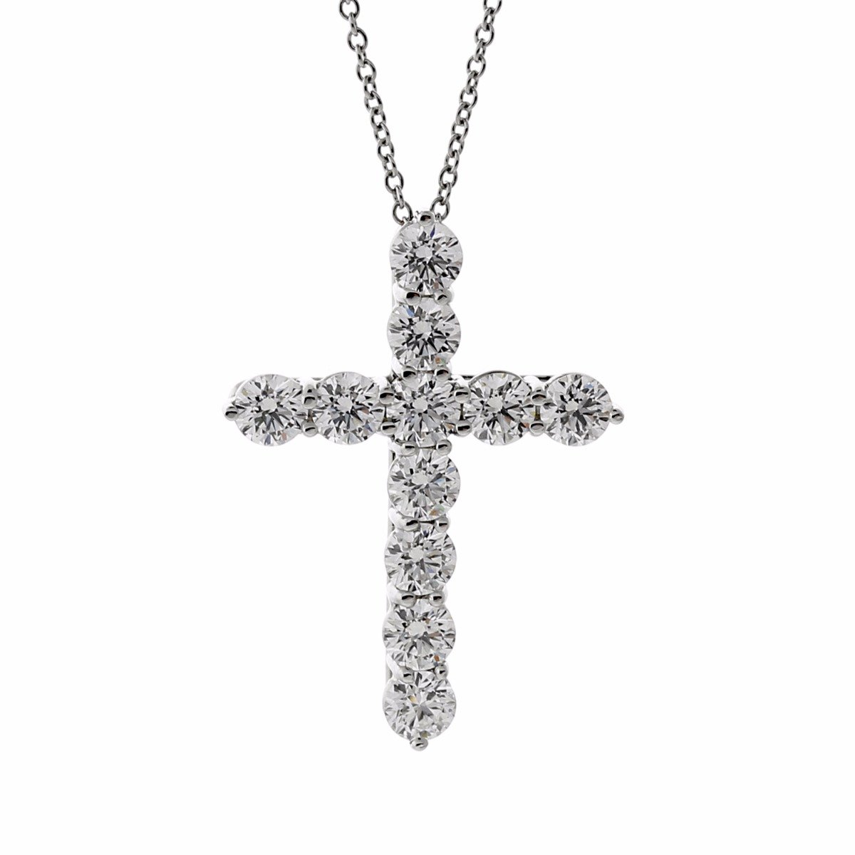 Tiffany & Co Diamond Cross Platinum Necklace – Opulent Jewelers