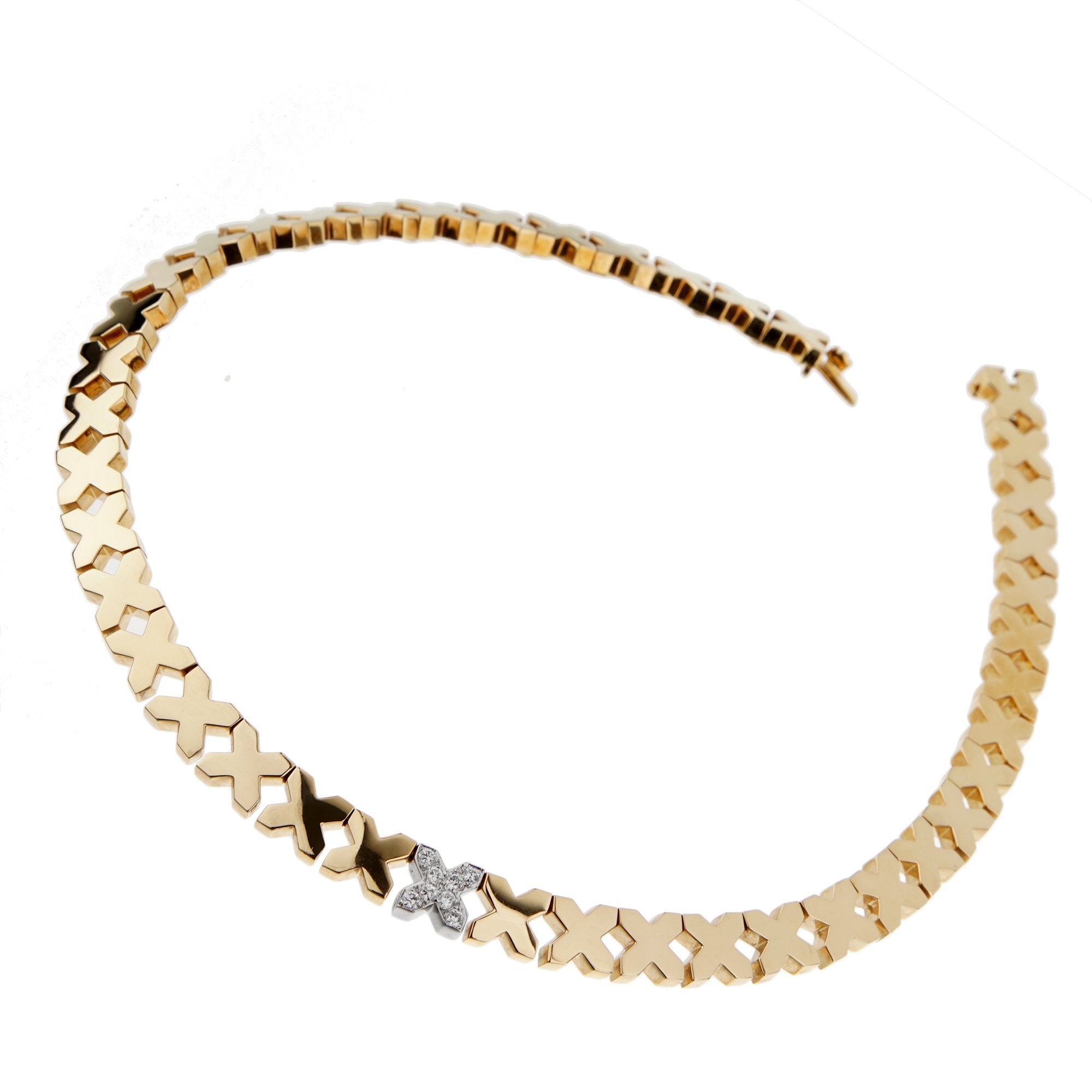 Tiffany & Co Gold Diamond X Choker Necklace For Sale – Opulent Jewelers