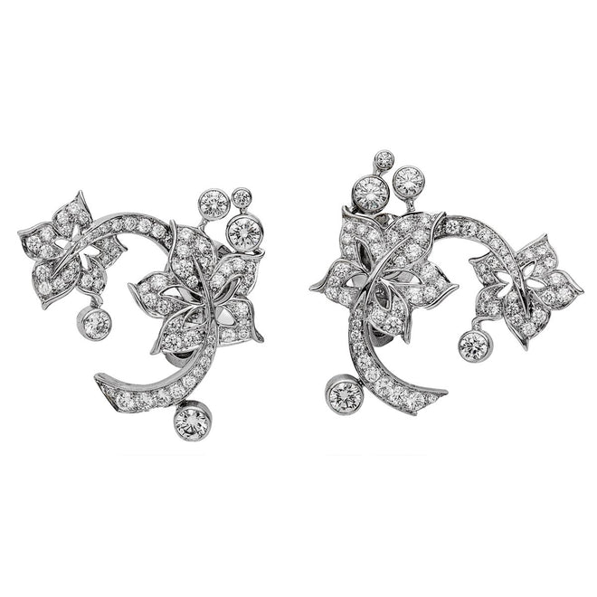 Van Cleef & Arpels Diamond Floral White Gold Earrings 0002691