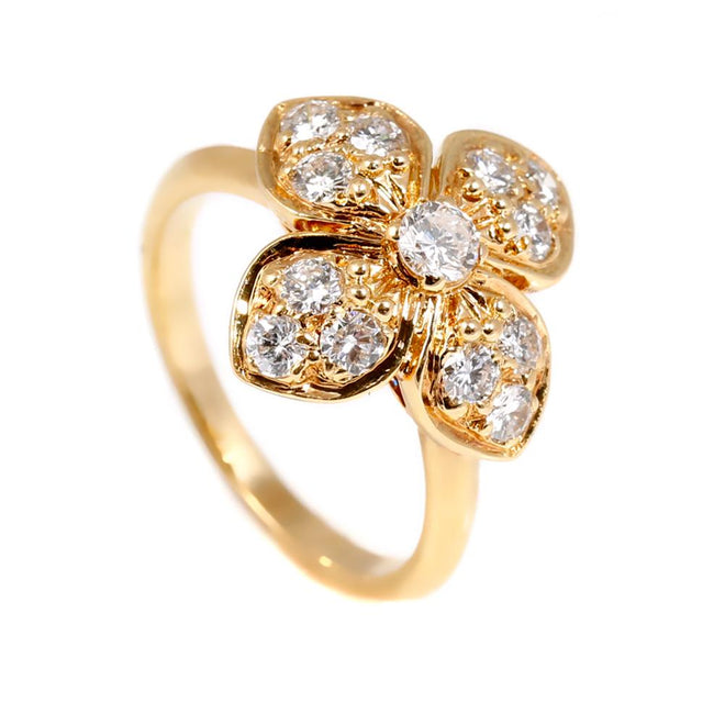 Van Cleef & Arpels Diamond Gold Flower Ring – Opulent Jewelers