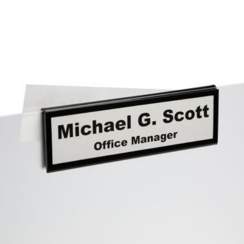 Glass Wall Cubicle Nameplate Holder – Double-Sided w/Border