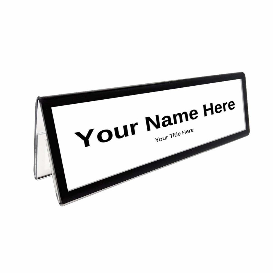 Acrylic Double Sided Office Desk Nameplate Holders