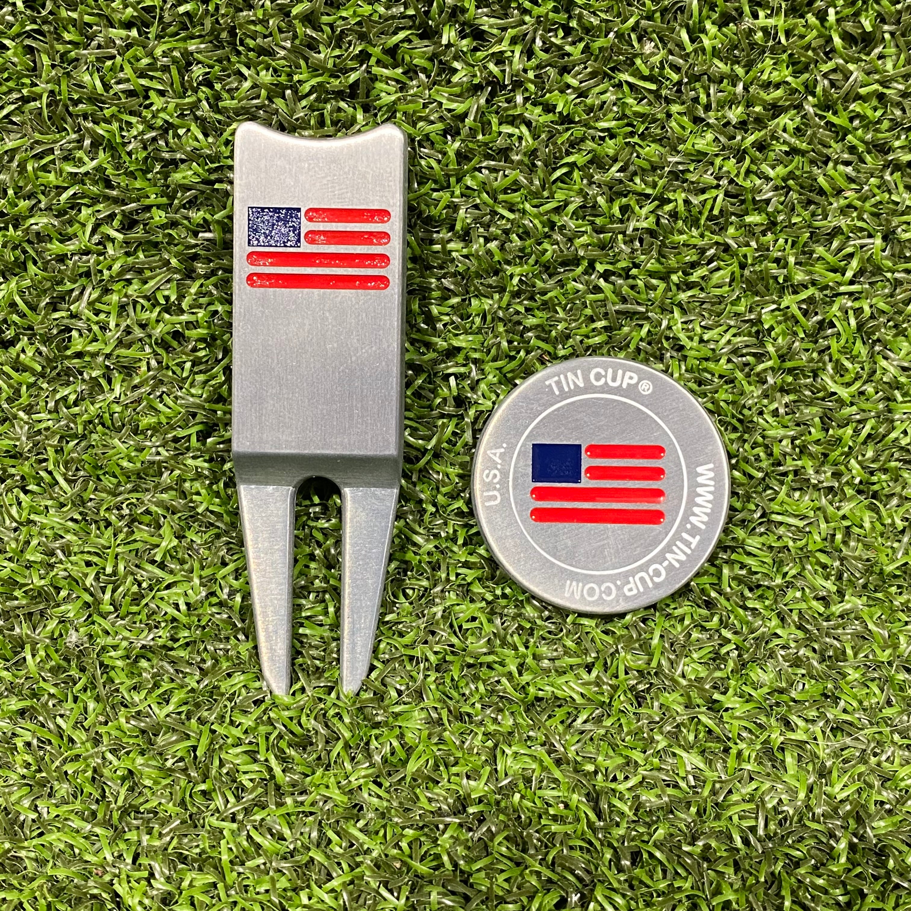 Image of Stars and Stripes Ball Marker/Divot Repair Tool Combo