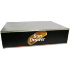 (10 Dog Roller Grill, 20 Dog Roller Grill, 30 Dog Roller Grill) Benchmark Dry Hot Dog Bun Box 1/Pack is a stainless steel dry bun box with a 10 bun capacity. This model will fit the 10 hot dog grill, and it is a great tool to utilize if you are low on space for bun or other accessories for your hot dogs.