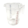 (1 qt, 2 qt, 1 cup, 4 qt, 1 pt, 5 pcs set) Measuring Cup 6/Pack is made up of durable polycarbonate that can withstand drops and spills. Has a tapered open handle for a secure grip, and raised external markings in quarts and liters, stackable, and heat resistant up to 210°F (98°C). This model is also dishwasher safe and NSF listed.