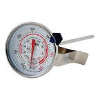 Deepfry/Candy Thermometer 12/Pack temperature ranges from 100 to 500°F and dual temperature display in F and C ensures consistent results each time. Featuring a handy clip, you can easily attach this device to the side of your pan for easy use, freeing up your hands for combining ingredients and stirring. Specially designed for candy and deep fried items, this thermometer has a wide dial with an easy-to-read gauge.