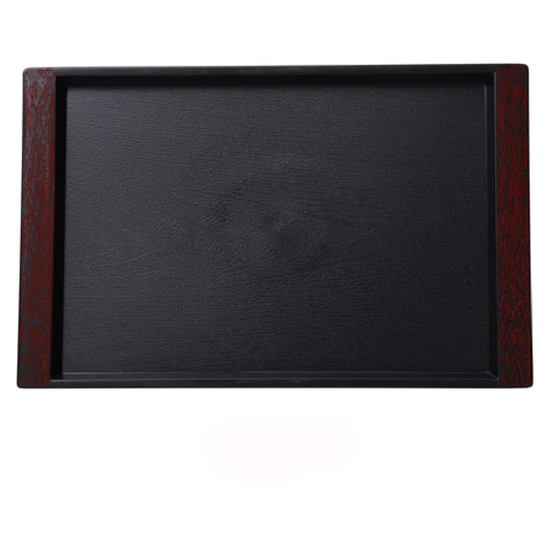 21"x16" Serving Tray With Color Handle, Plastic Black