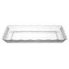 9" x 13" Wave Rectangular Tray – Elegant plastic serving platter in White, Gold, and Clear. Ideal for catering, weddings, and events. Durable, stylish, and lightweight for effortless entertaining.