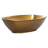 Oval Luau Bowl in Clear, White, Gold & Black. Durable plastic serving bowl for parties, luaus, and events. Ideal for serving snacks, salads, pasta, and tropical fruits. Stylish and convenient for entertaining.