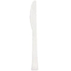 Premium disposable knives in Clear, Silver, Pearl, Gold, and Sahara—durable, stylish, and food-safe, perfect for catering, weddings, and elegant events.
