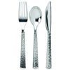 Pebbled Combo Cutlery set in gold and silver, ideal for weddings, events, and catering. Elegant, disposable utensils with a stylish pebbled texture for upscale dining and easy cleanup.