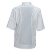  Ventilated Cook Shirt 18/Pack tapered fit ventilated chef shirt from Winco's Signature Chef apparel collection that has mesh panels, 1 chest pocket, and 1 thermometer pocket on the sleeve. There are mesh panels on the back, sides, and underarms of this chef shirt to provide ventilation and keep you cool in the kitchen or any hot foodservice environment. Features sleeves that are cut above the elbow for maximum comfort and movability. 
