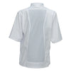  Ventilated Cook Shirt 18/Pack tapered fit ventilated chef shirt from Winco's Signature Chef apparel collection that has mesh panels, 1 chest pocket, and 1 thermometer pocket on the sleeve. There are mesh panels on the back, sides, and underarms of this chef shirt to provide ventilation and keep you cool in the kitchen or any hot foodservice environment. Features sleeves that are cut above the elbow for maximum comfort and movability. 