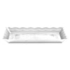 9" x 13" Wave Rectangular Tray – Elegant plastic serving platter in White, Gold, and Clear. Ideal for catering, weddings, and events. Durable, stylish, and lightweight for effortless entertaining.