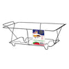 Black and gold wire chafing rack for catering, buffets, and events. Stylish, durable, and perfect for securely holding chafing dishes while keeping food warm and presentable.