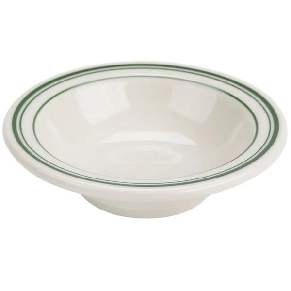 6 3/8" Grapefruit Bowl, Green Band Porcelain White 13oz