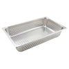 Perforated Steam Pan 6/Pack constructed from durable 25 gauge 18/8 stainless steel. Thanks to its perforations, this pan is perfect to use for a variety of draining applications. This pan features an anti-jam reinforced corner design to keep it from sticking to others when stacked. Perfect for a variety of cooking tasks, the pan offers convenience and durability necessary in any restaurant, cafeteria, or buffet. This model is also NSF listed.