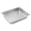 Straight Sided Steam Pan constructed from durable 25 gauge 18/8 stainless steel. This pan has been designed with a unique anti-jam design around the full perimeter of the pan that prevents the edges from being damaged. This feature is also present on the inside of the pans so that multiple pans can stack without jamming together while providing space between pans for ventilation, allowing pans to completely dry for proper sanitation. This model is also NSF listed.