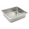 Straight Sided Steam Pan constructed from durable 25 gauge 18/8 stainless steel. This pan has been designed with a unique anti-jam design around the full perimeter of the pan that prevents the edges from being damaged. This feature is also present on the inside of the pans so that multiple pans can stack without jamming together while providing space between pans for ventilation, allowing pans to completely dry for proper sanitation. This model is also NSF listed.