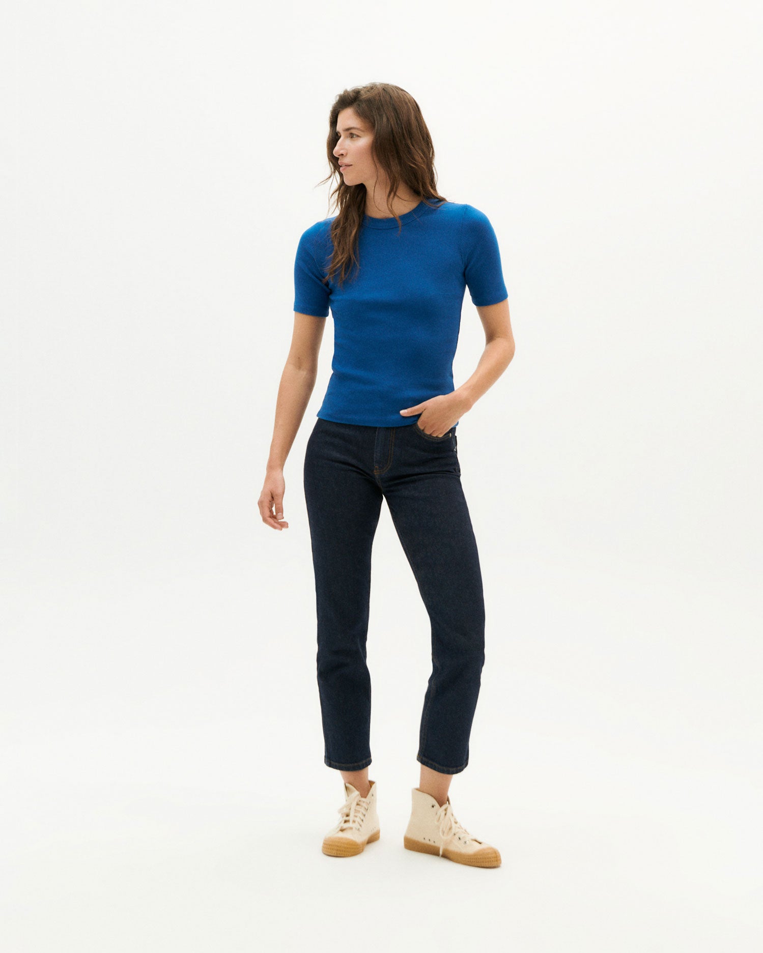 Trash Eri women's sustainable blue pants : Thinking Mu – Thinking MU