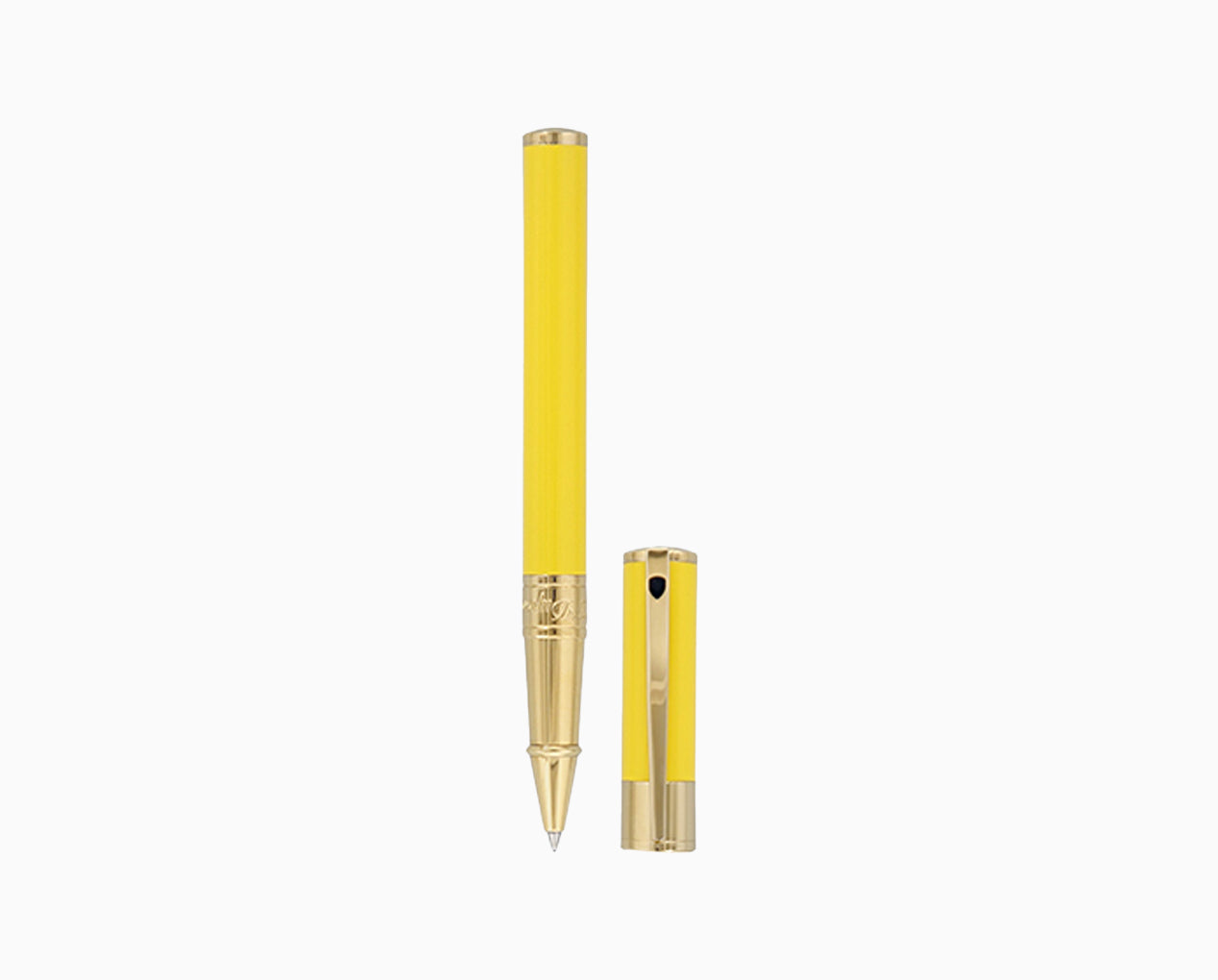 STYLO ROLLER D-INITIAL LAQUE JAUNE ET DORÉ