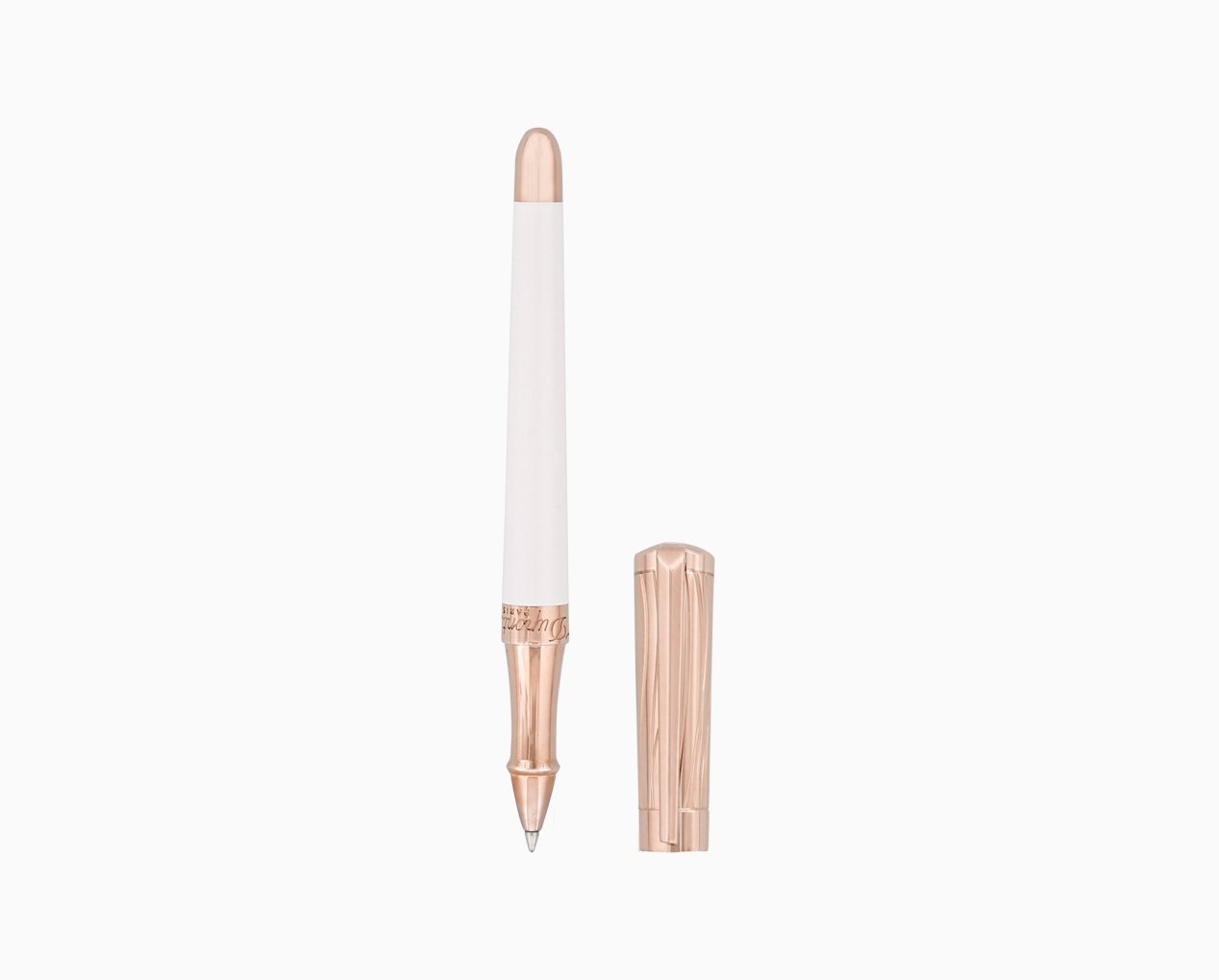 Stylo roller Liberté laque blanche et or rose