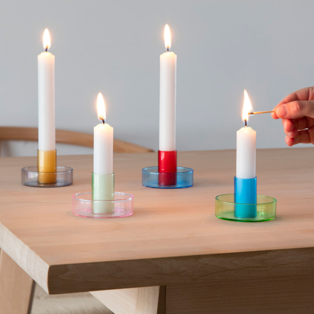 Kinderrijmpjes draai Ver weg Duo Tone Glass Candle Holder: Pink + Green - SFMOMA Museum Store