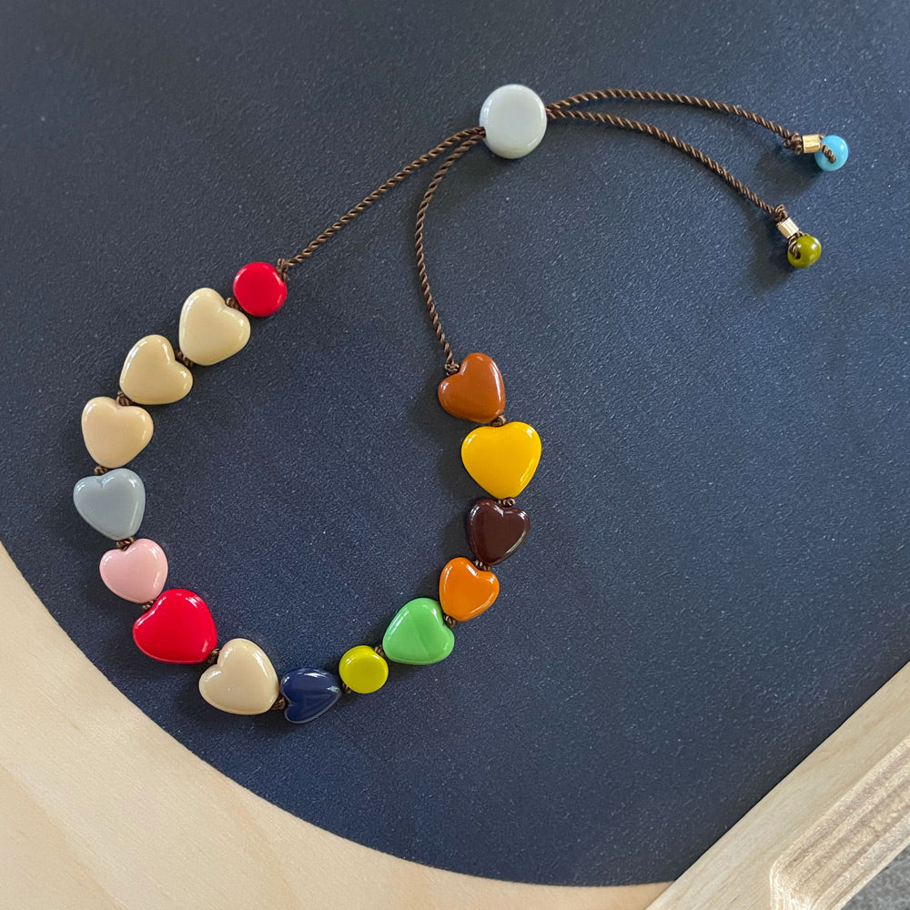 Multi Heart Candy Beaded Necklace