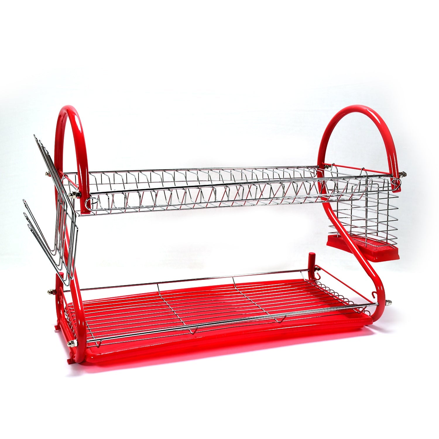 7664 Stainless Steel Rectangle Dish Drainer Rack / Basket with Drip Tray DeoDap