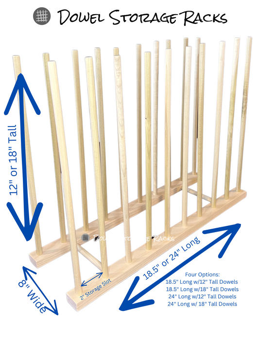 Art Storage Rack with 24” Tall Dowels - Optional Locking Caster