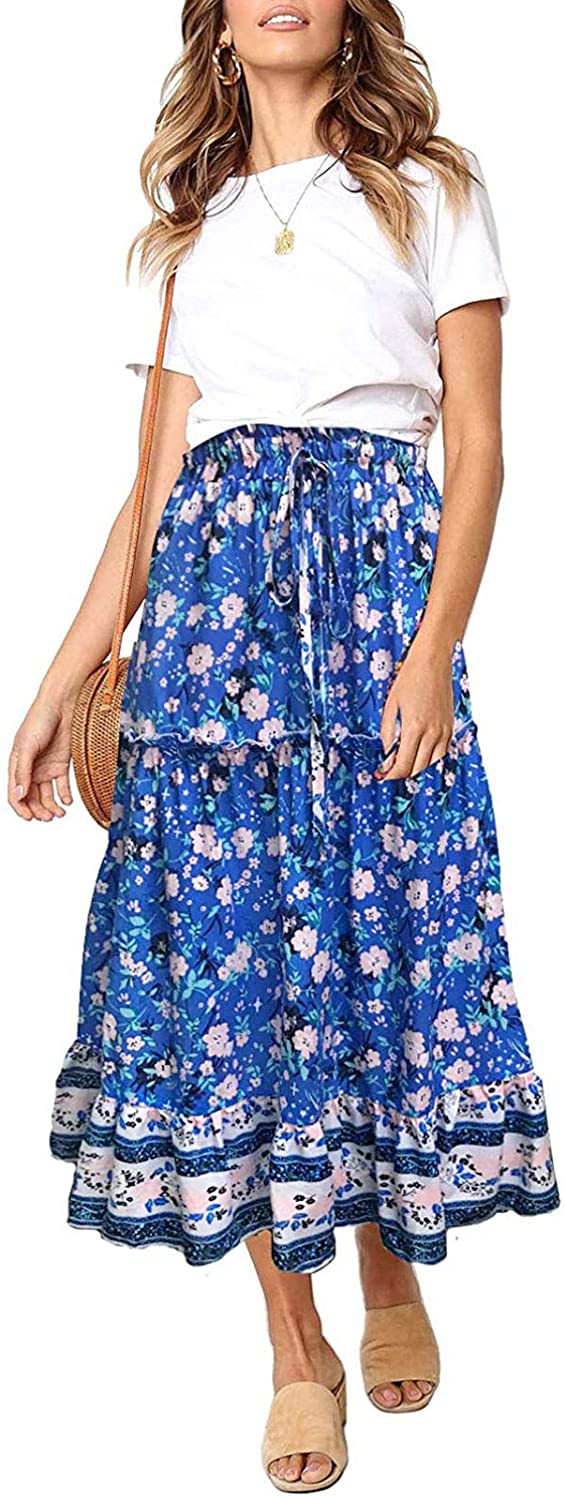 ZESICA Bohemian Floral Printed Maxi Skirt – zesica