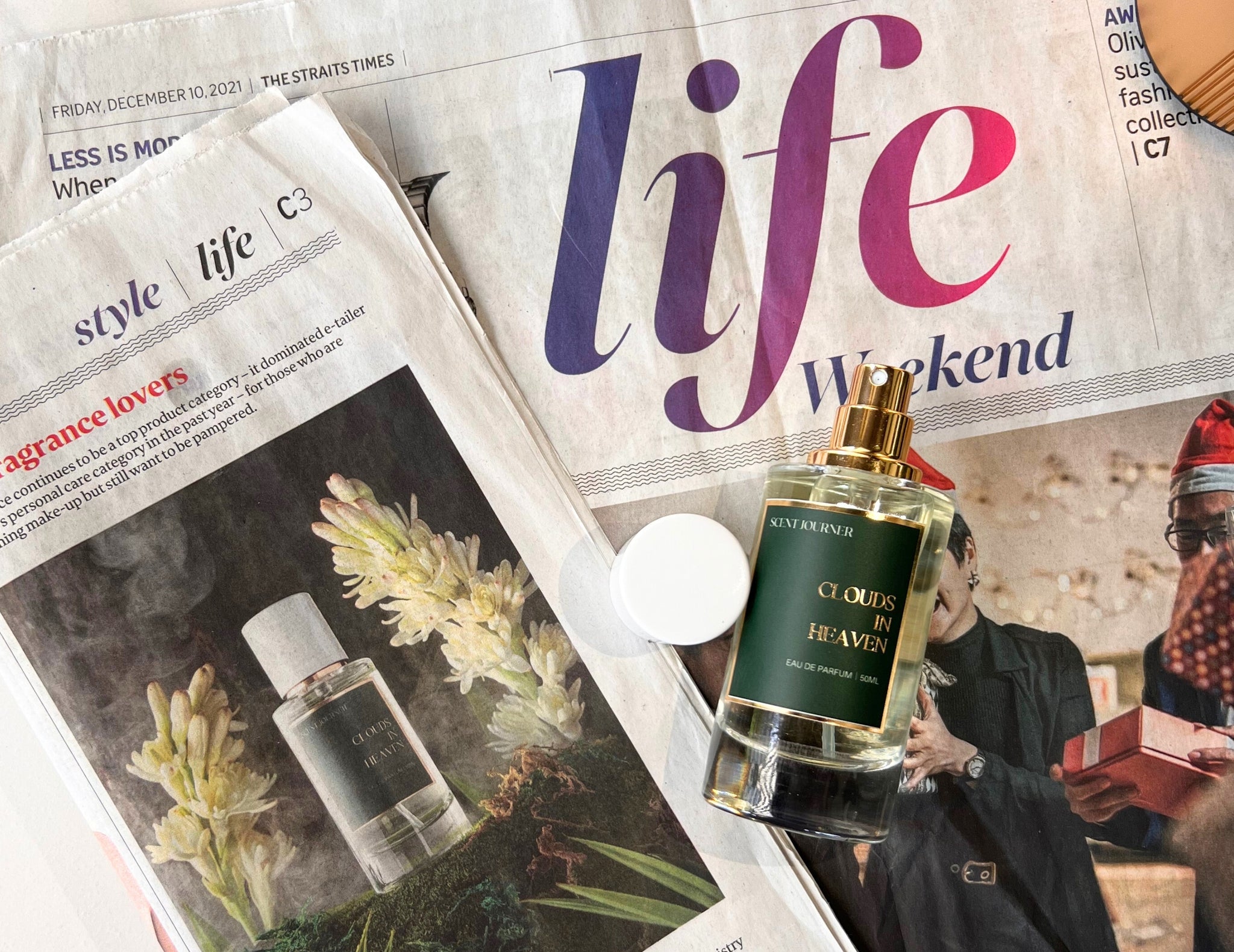 Scent Journer's CLOUDS IN HEAVEN as featured in The Straits Time: Life