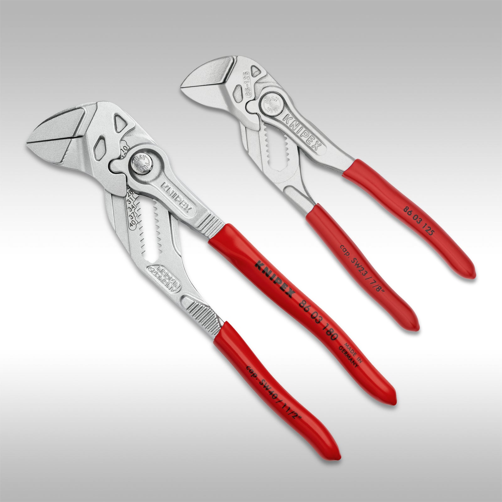 Knipex Cobra Water Pump Pliers Set, 7 in and 10 in Lengths, Hex Jaw, 1/EA