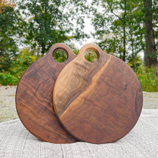 Round Olive Wood Cue Ball Cutting Board