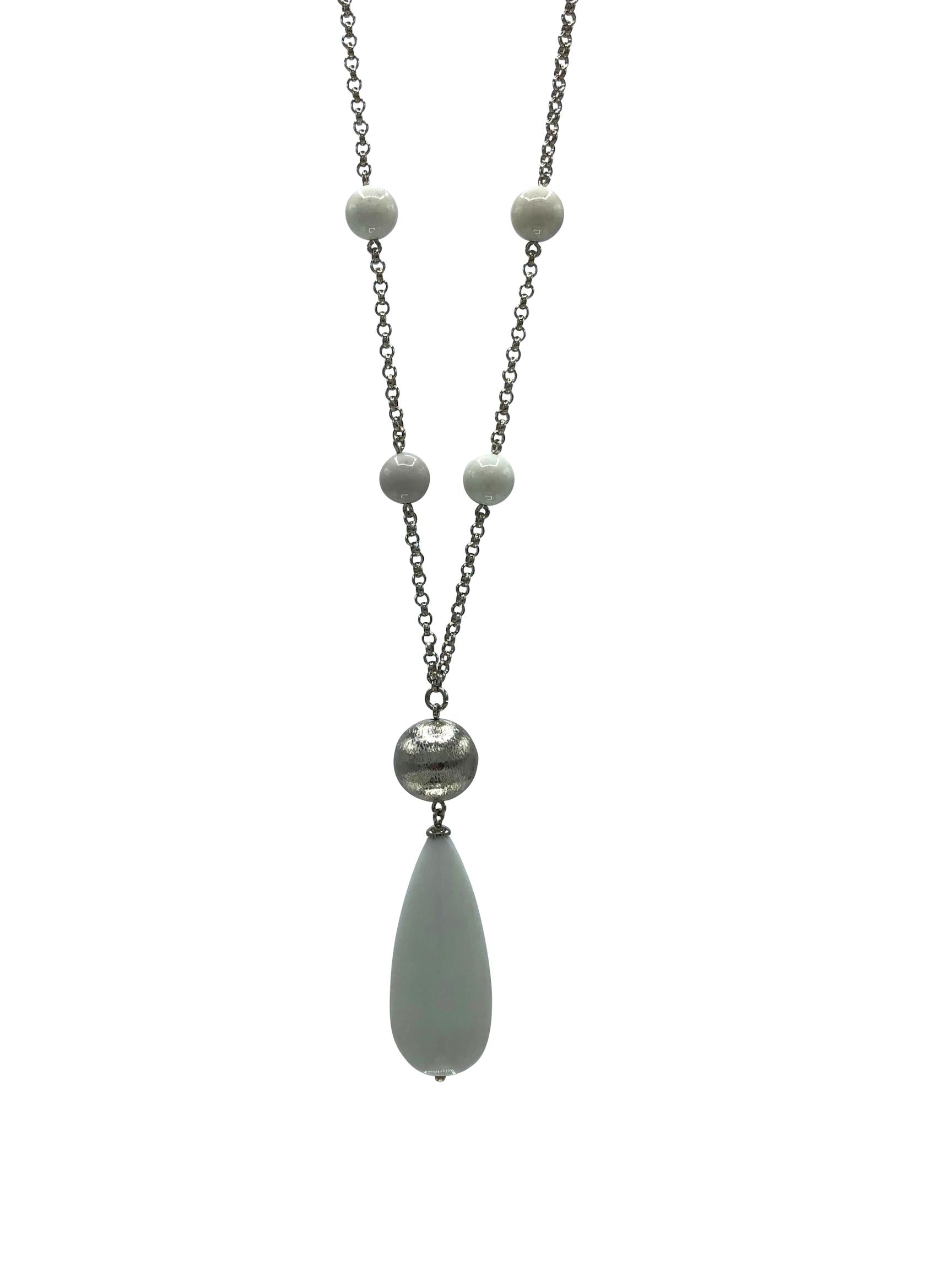 White Stone Pendulum Necklace-Necklaces-JAREDJAMIN Jewelry Online-JARED JAMIN