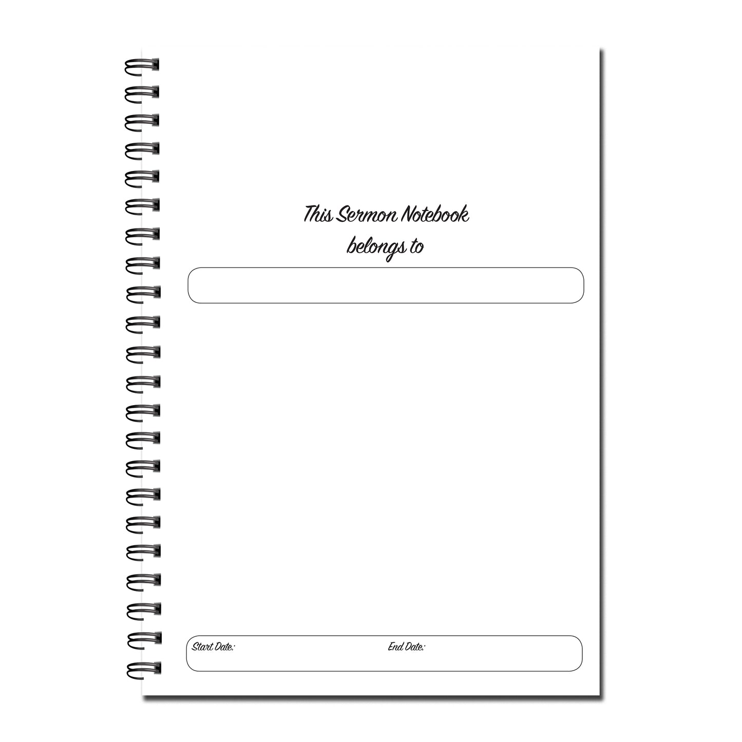 Sermon Notebook | Church Notes | A5 (148mm x 210mm) | 50 double sided pages Wirobound