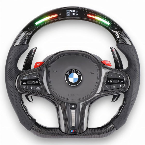 BMW M Style Customizable Carbon Fiber / Alcantara / LED Steering Wheel -  Euro Active Retrofits