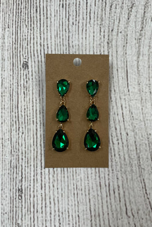 Formal Earrings Emerald Triple Teardrop - Simply South Outfitters
