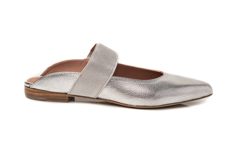 womens silver mule shoes