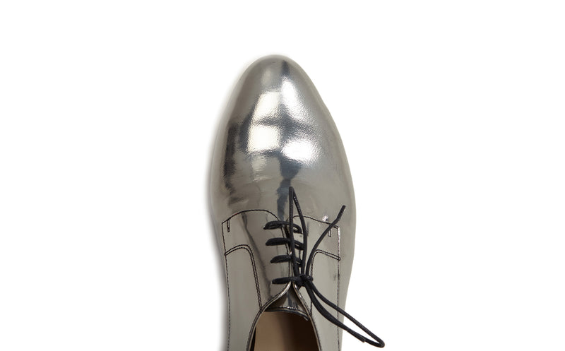 metallic silver oxford shoes