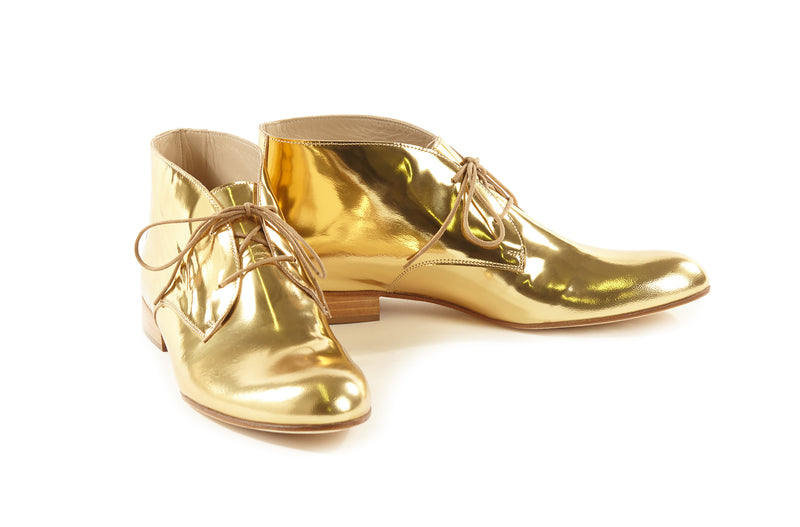 gold flat boots