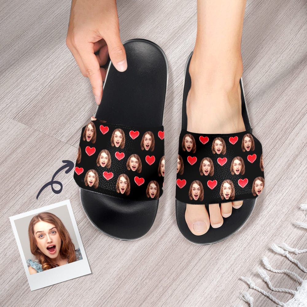 Personalized Face Heart Velcro Slide Sandals – Mystichot