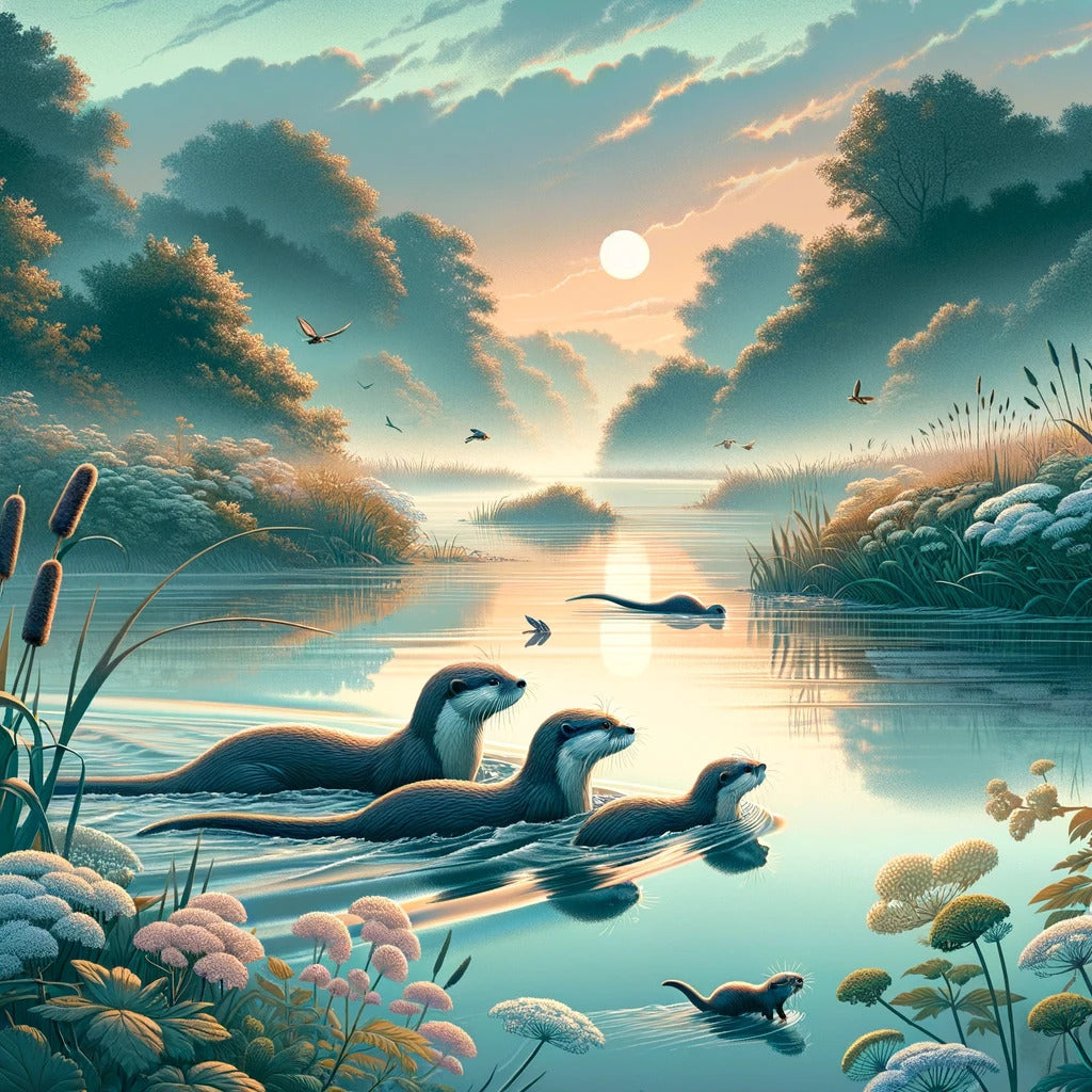 Dawn Otters Canvas