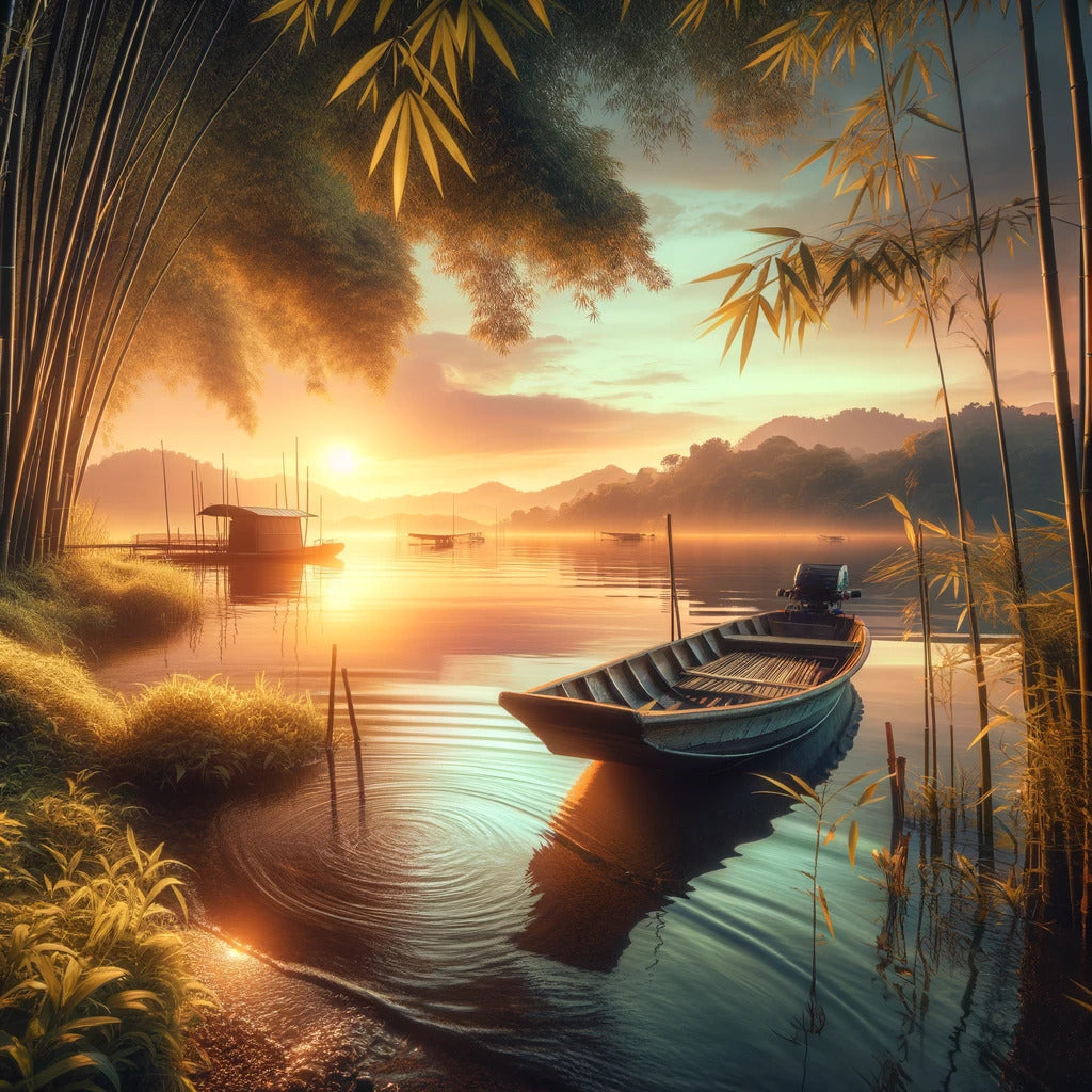 Lakeside Sunset Serenity Canvas