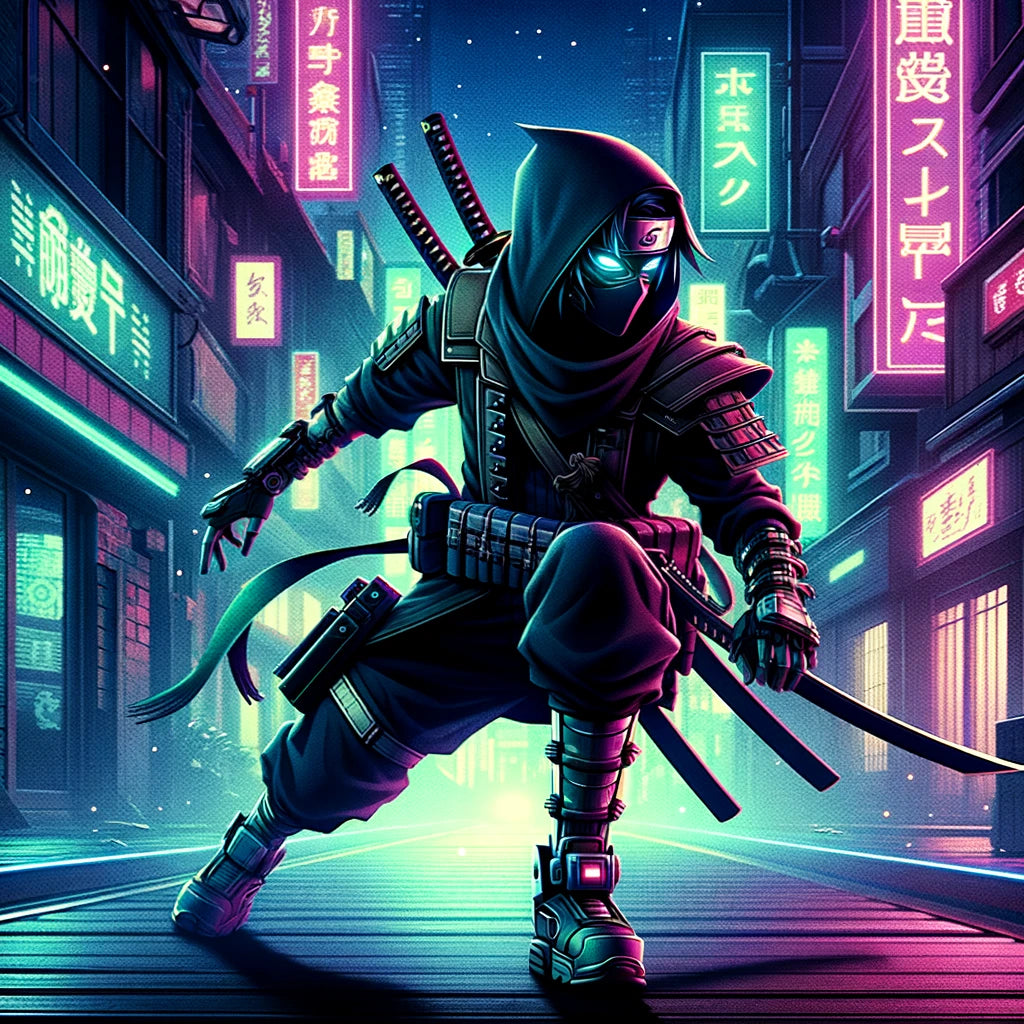 Neon Shadow Ninja Canvas