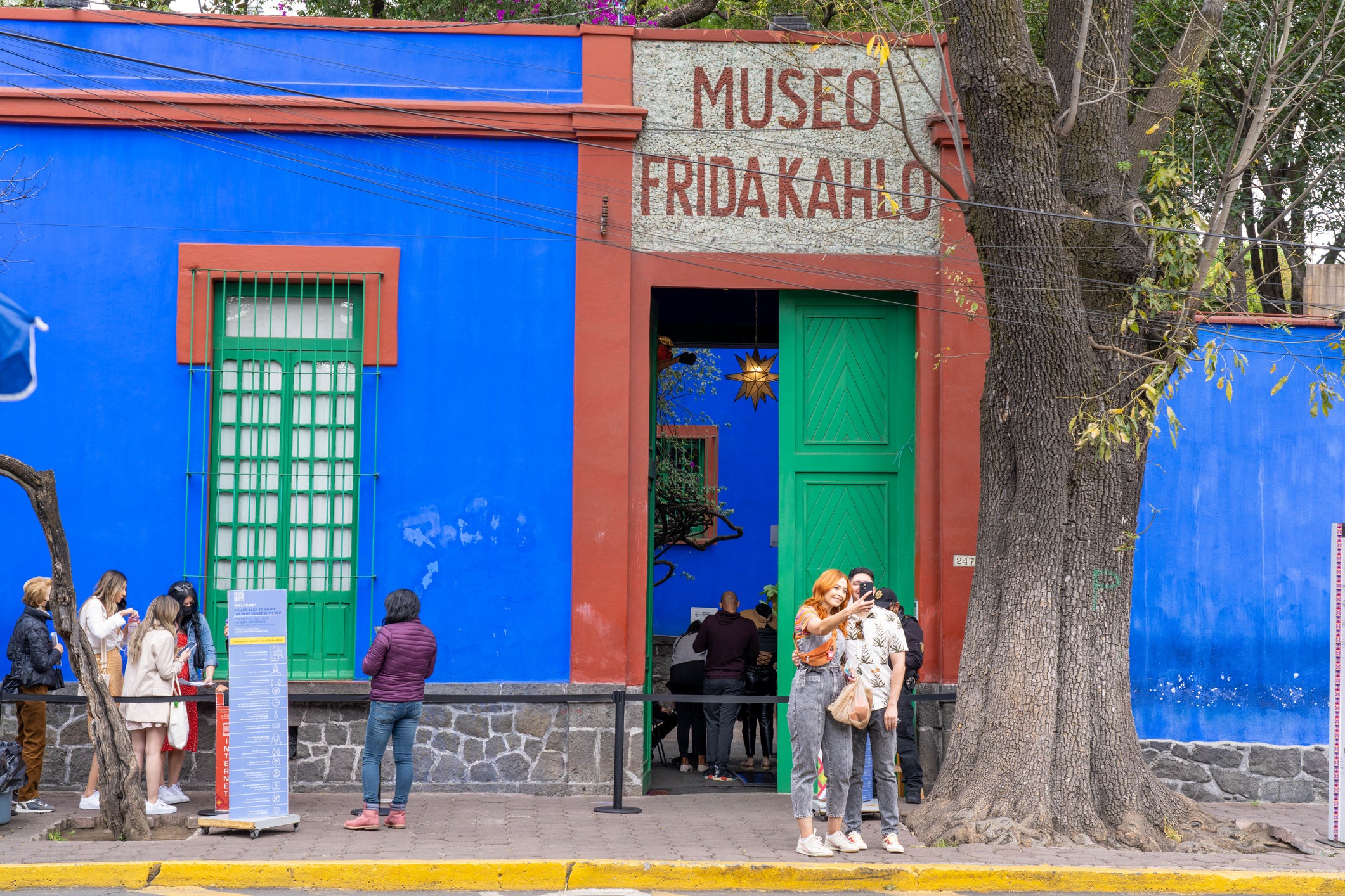 Outside the Frida Kahlo Museum in Coyoacan